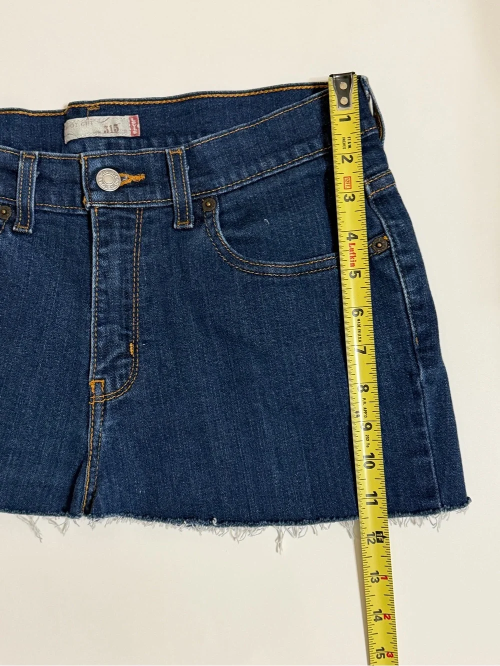 LEVI’S Dark Wash Recycyled Micro Mini Skirt Frayed Hem Size 8